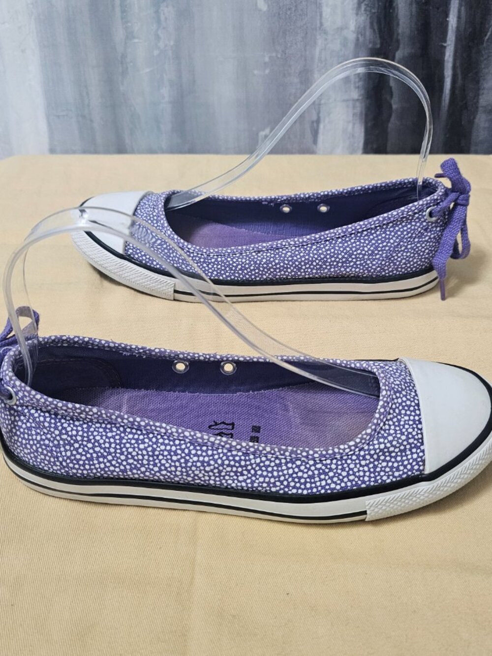 Converse All Star Purple White Polka Dots Ballet Slip-On Sneakers Women's Sz 6 - Picture 4 of 8